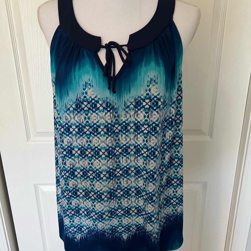 AB Studio Blue Patterned Sleeveless Women's Top
